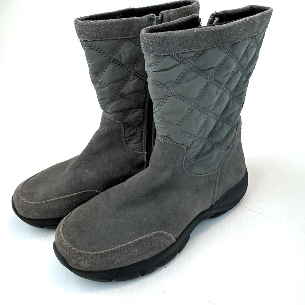 Lands End Boots green quilted and grey suede size 8.5 US